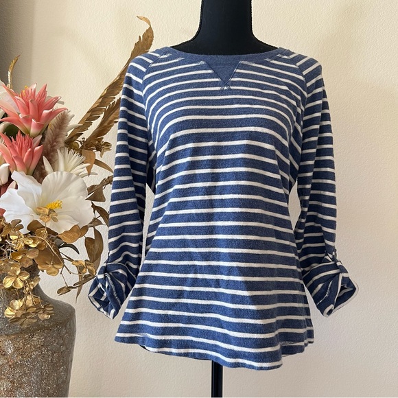 L.L. Bean Tops - L.L Bean Full & 3/4 Sleeve Thick Striped Blue and White Long Sleeve